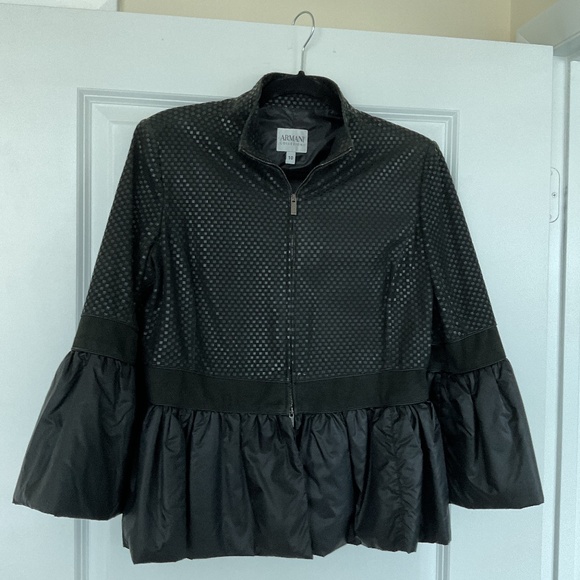 Armani Collezioni Leather/Nylon Black Jacket Size 10 - Picture 1 of 9